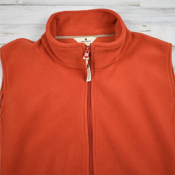 Woolrich firefly orange full zip fleece vest w/ zip pockets women's size xlarge - Picture 2 of 6